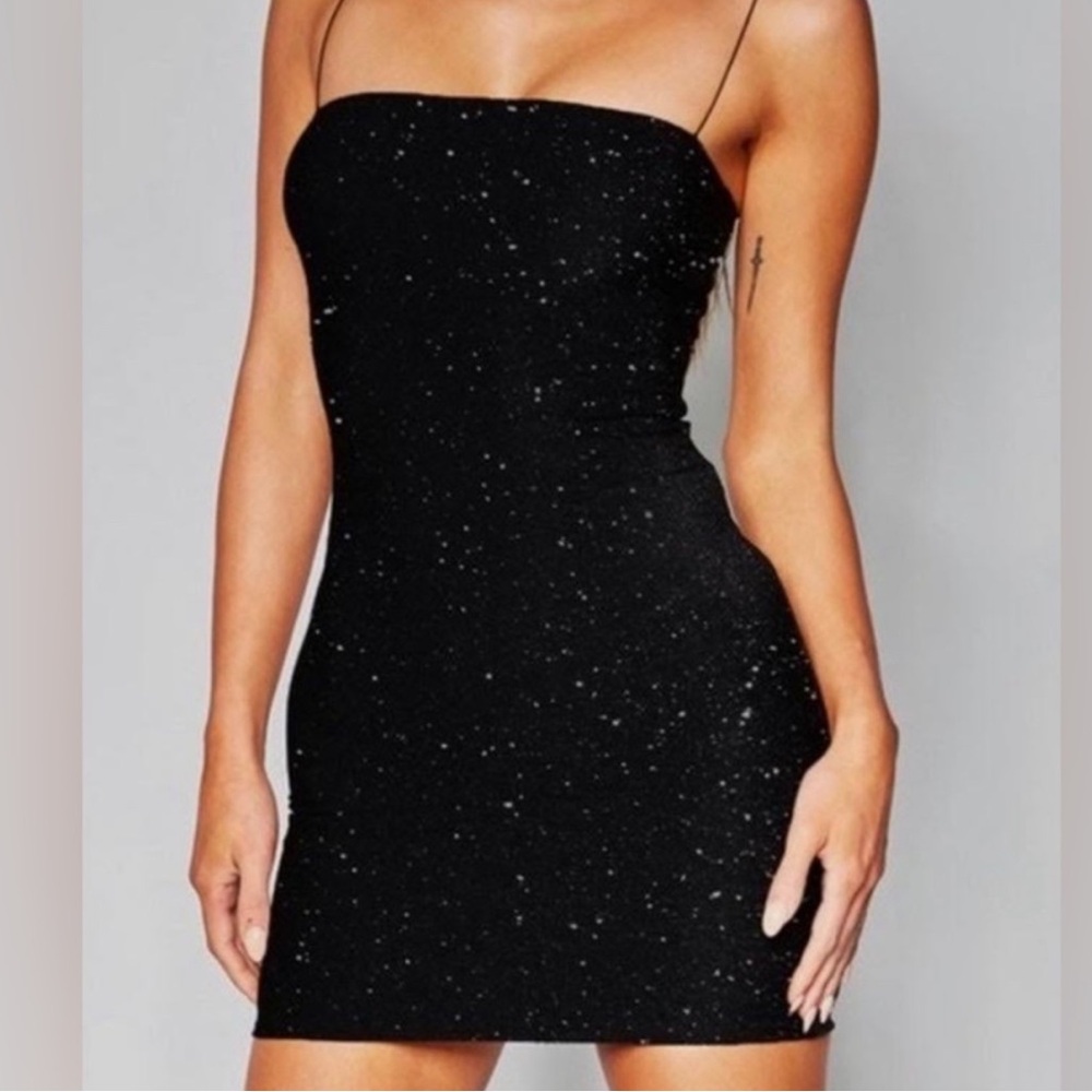 MESHKI Black mini bodycon dress